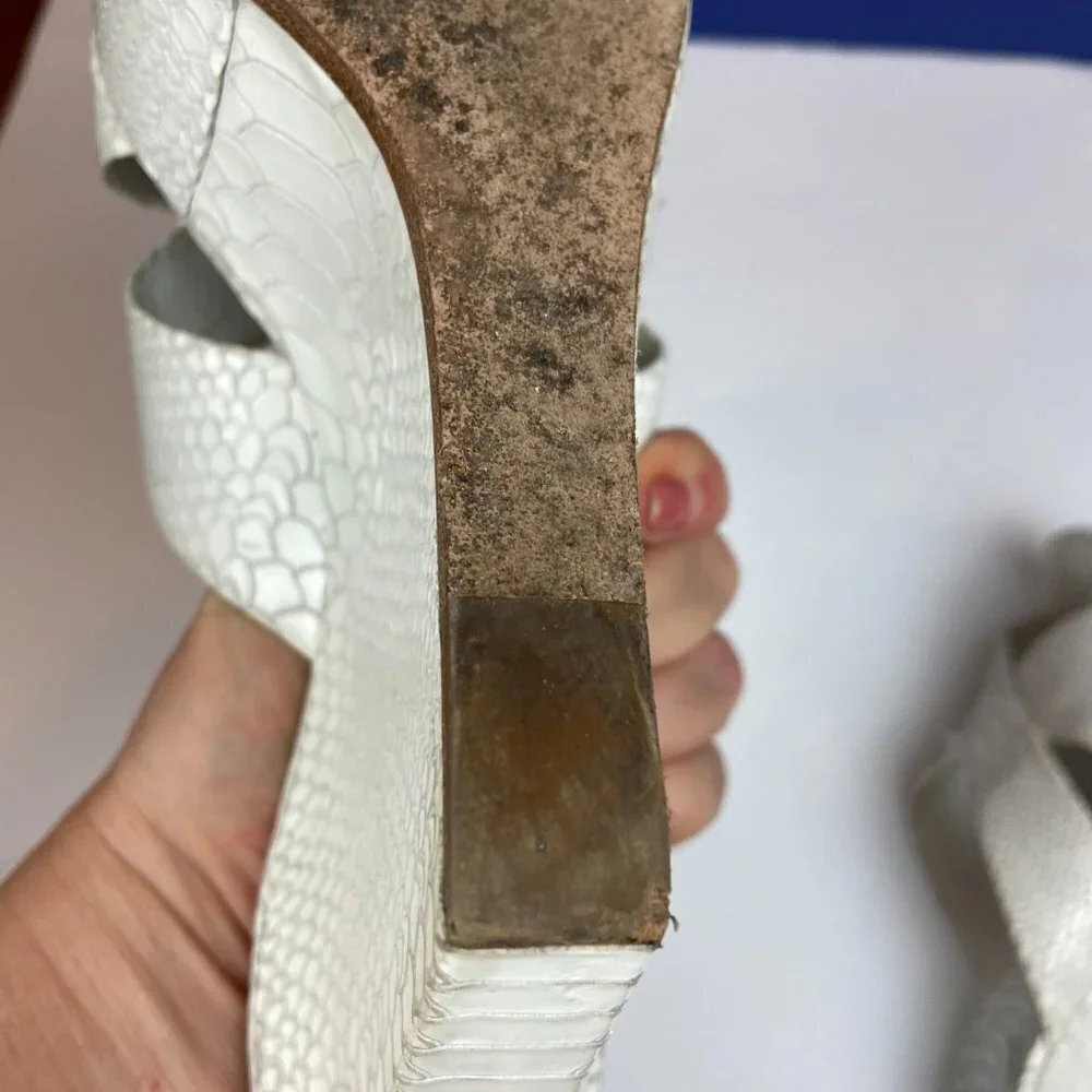 CASADEI White Snake  Wedge Platform Sz  EU 38.5